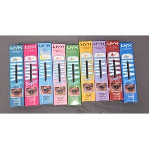 Lot of 9 NYX Vivid Brights 9 Different colors Matte Liquid Eyeliner .06 fl Oz